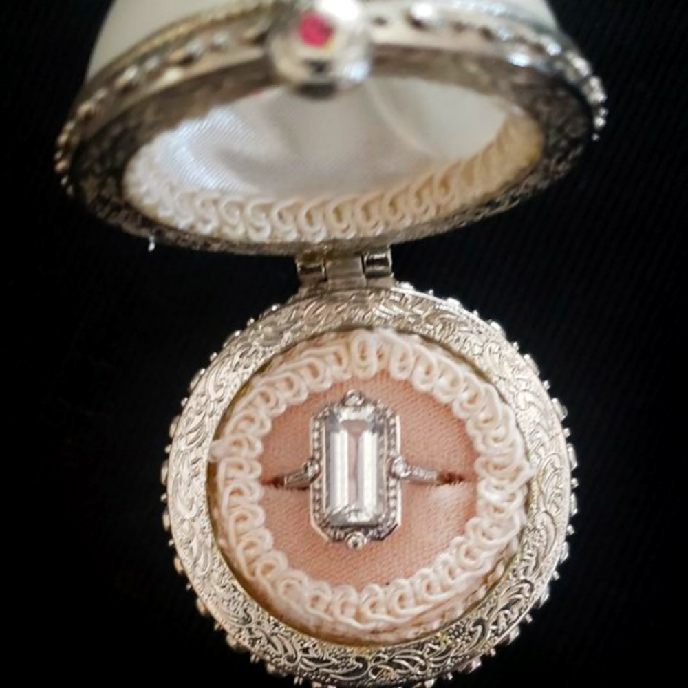 4.25 ct. White Topaz & .17 ct. t.w. Diamond Ring